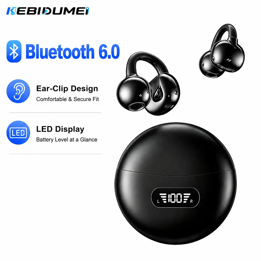 Open Ear Air Conduction Headphones - Słuchawki Bluetooth 6.0 KEBIDUMEI, otwarte słuchawki