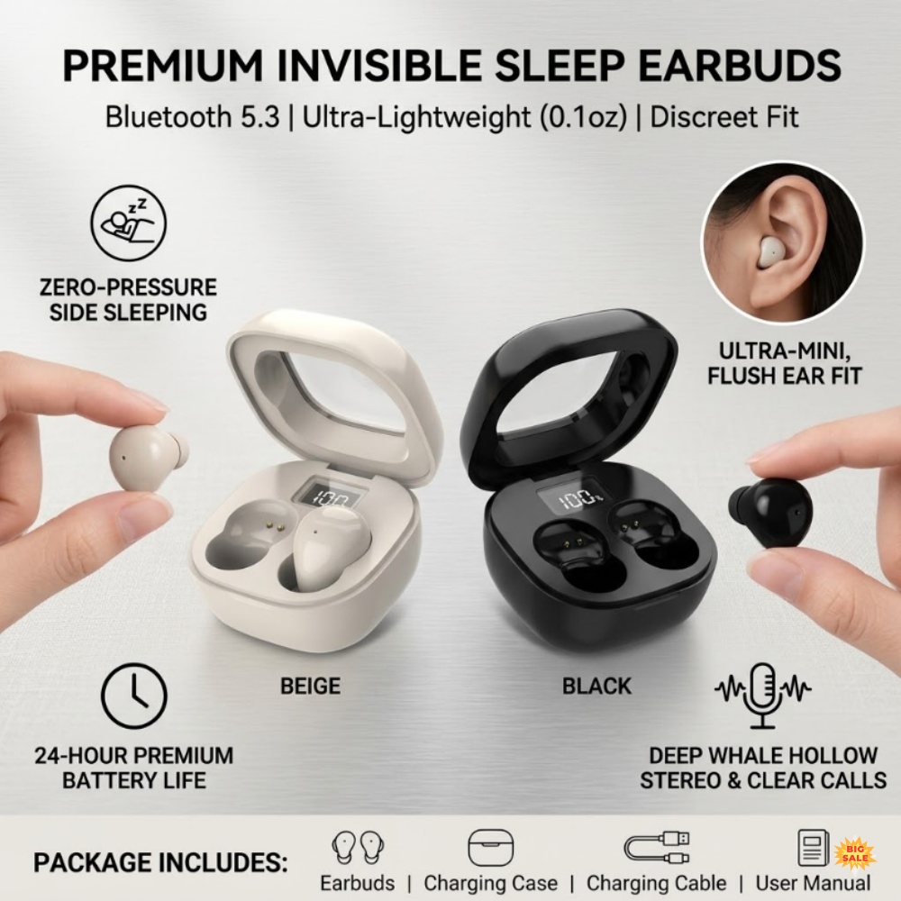Sleep Mask Headphones Bluetooth - Ultra-małe bezprzewodowe słuchawki TWS Bluetooth 5.3,