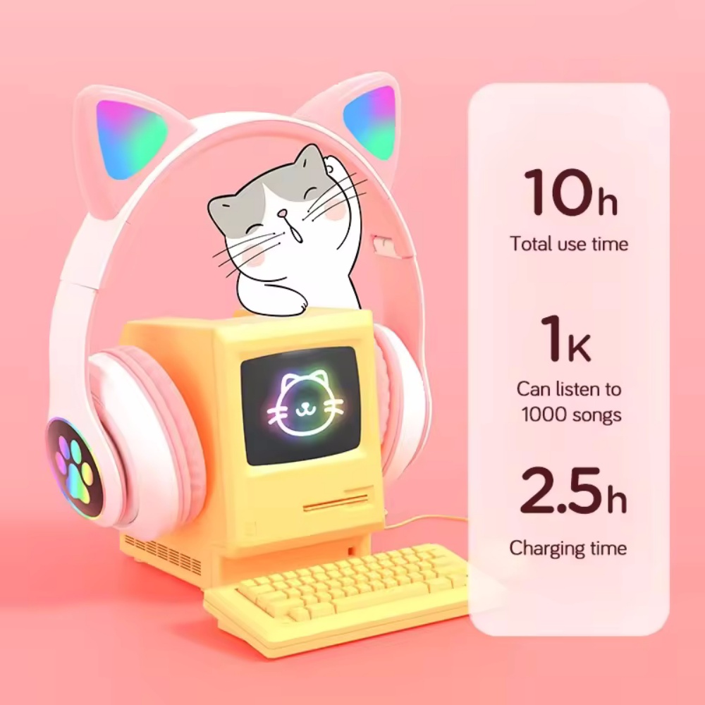 Składane bezprzewodowe słuchaw – Cat Ear Bluetooth Headset Led recenzja i cena